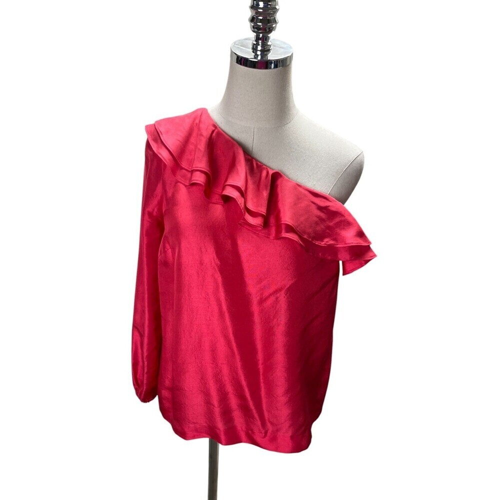 J Crew Top Women's Size 4 Red Single Long Sleeve Satin